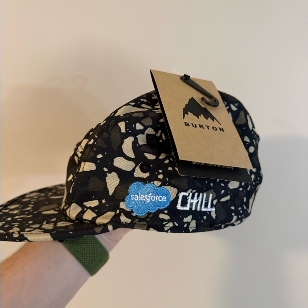 Burton Black & Cream Splatter 5-Panel Cap- NEW - Picture 2 of 5